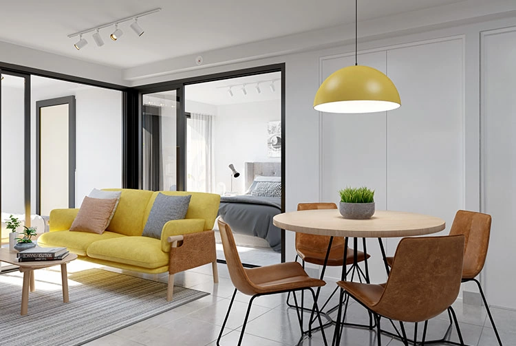 Living and dining room of an Armonía model apartment